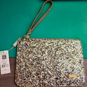 NWT Charlie Paige Gold Glitter Wristlet